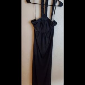 Vintage ELLE Black Halter Maxi Dress Sleeveless Witchy Casual Summer Travel